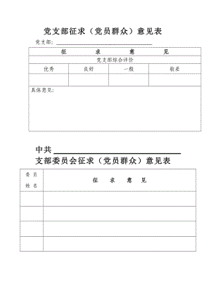 黨支部征求(黨員群眾)意見(jiàn)表(綜合)