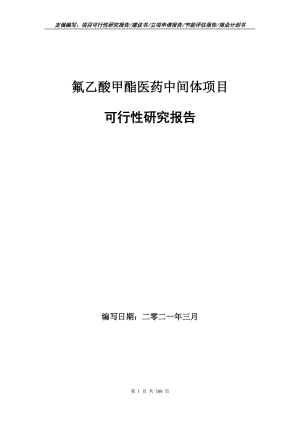 氟乙酸甲酯醫(yī)藥中間體項目可行性研究報告立項申請