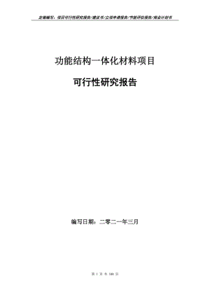 功能結(jié)構(gòu)一體化材料項目可行性研究報告立項申請