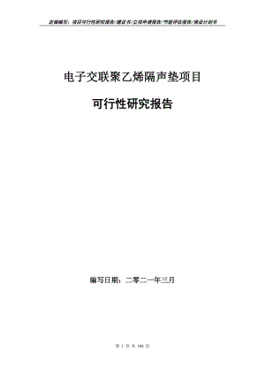 电子交联聚乙烯隔声垫项目可行性研究报告立项申请