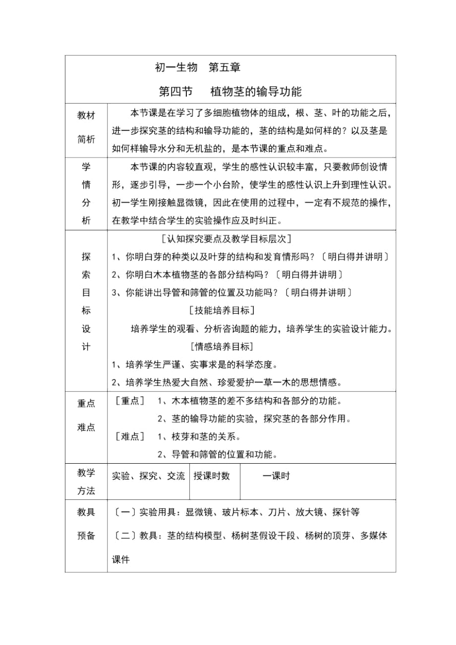 《植物茎的输导功能》学案(苏教版初一上)2_第1页