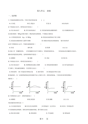 人教版九年級(jí)下冊(cè)化學(xué)第九單元溶液章末練習(xí)題