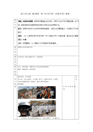 山東省棗莊市嶧城區(qū)吳林街道中學(xué)七年級(jí)政治下冊(cè)第八單元第18課第一框《行為不同,結(jié)果不同》教案魯教版