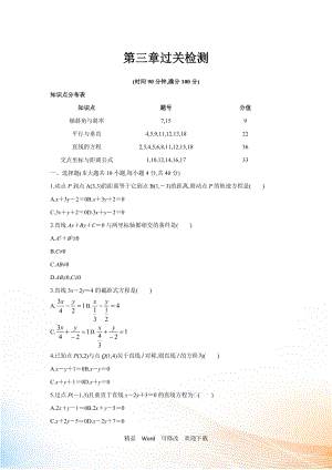 【人教A版】數(shù)學(xué)必修二：第三章《直線與方程》單元試卷（1）（Word版含解析）