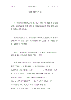 那掄起的掃帚作文【初中初一800字】