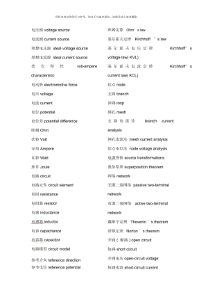 電氣工程專業(yè)詞匯