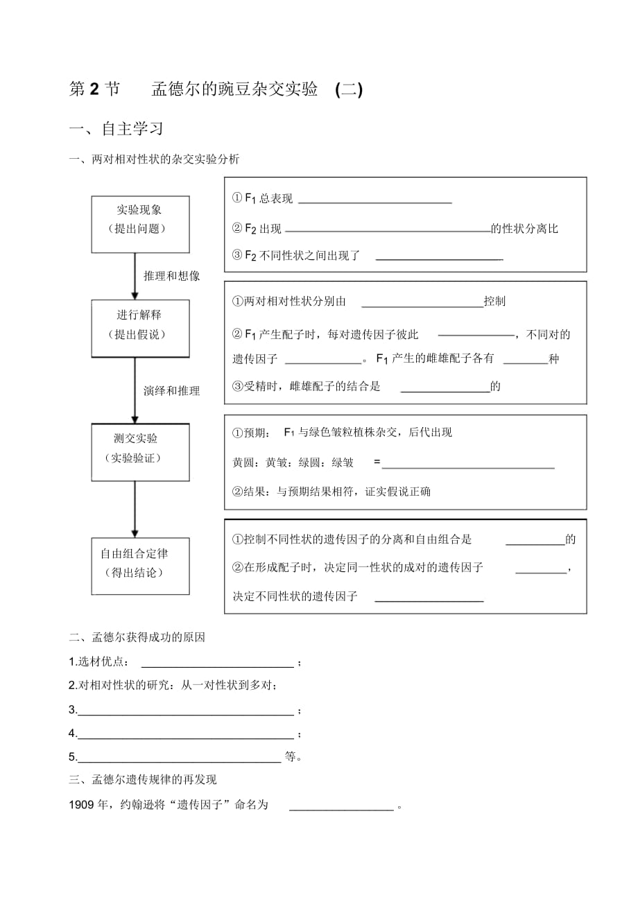 《孟德爾的豌豆雜交實驗》學案1_第1頁