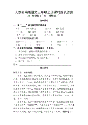 人教部編版語(yǔ)文五年級(jí)上冊(cè)課時(shí)練及答案20“精彩極了”和“糟糕透了”