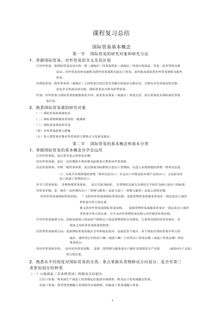 《国际贸易概论》课程复习要点_第1页