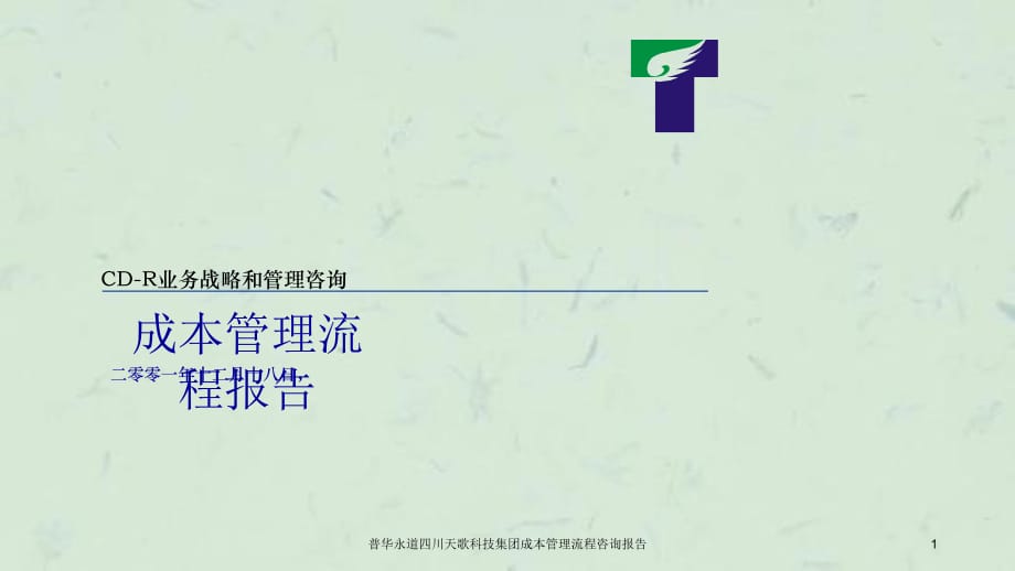 普華永道四川天歌科技集團(tuán)成本管理流程咨詢報告課件_第1頁