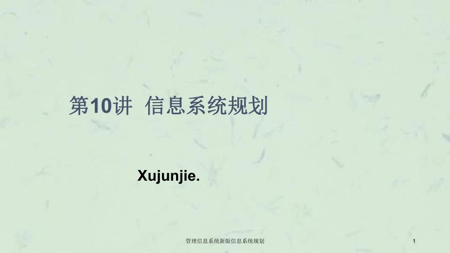 管理信息系统新版信息系统规划课件_第1页