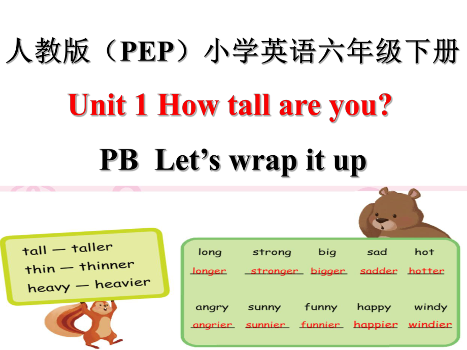 六年級(jí)下冊(cè)英語(yǔ)課件- Unit 1 How tall are you PB Let's wrap it up_ 人教PEP（2014秋） (共26張PPT)_第1頁(yè)