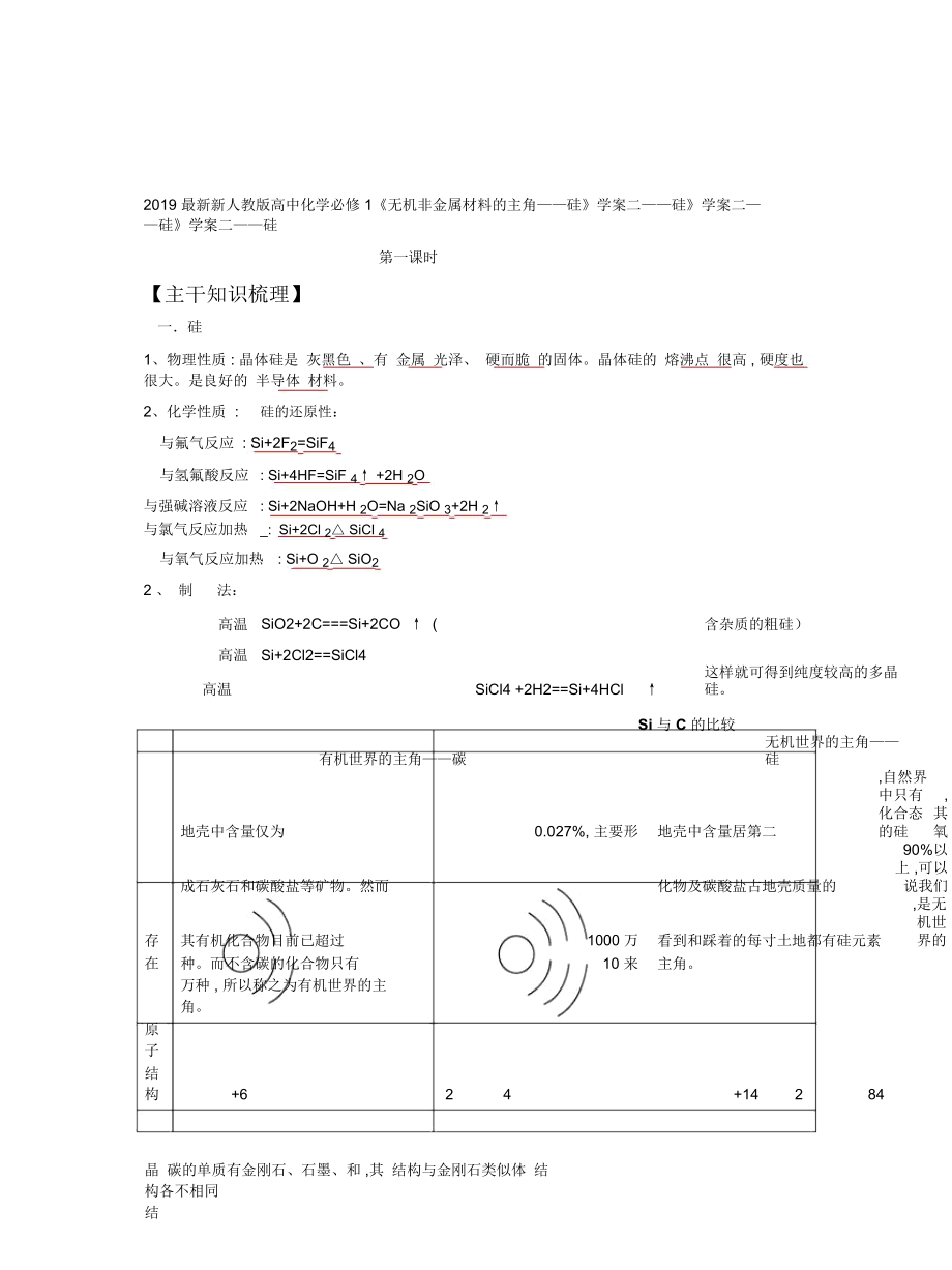 新人教版高中化學(xué)必修1《無機非金屬材料的主角——硅》學(xué)案二_第1頁