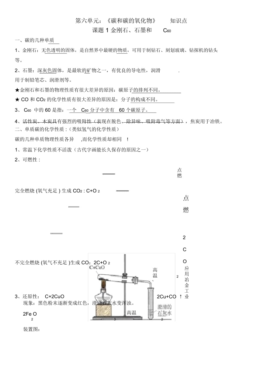 九年級化學(xué)上冊第六單元知識點總結(jié)_第1頁