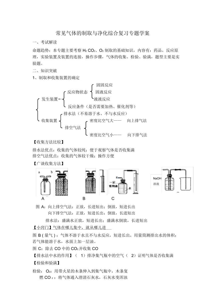 九年級(jí)化學(xué)常見(jiàn)氣體的制取與凈化復(fù)習(xí)專(zhuān)題_第1頁(yè)