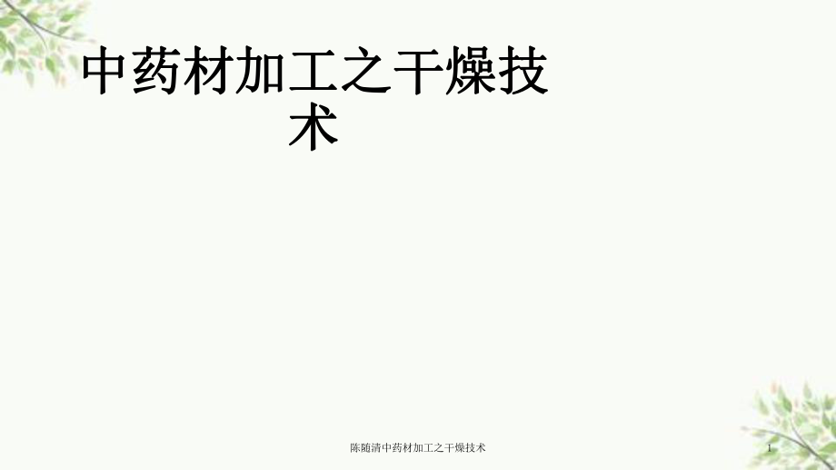 陈随清中药材加工之干燥技术课件_第1页