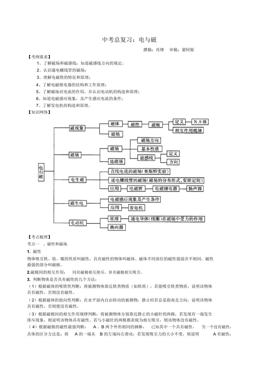 中考总复习：电与磁知识讲解_第1页