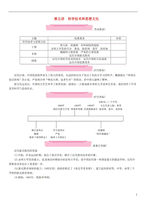 2018年度中考?xì)v史復(fù)習(xí) 第一部分 教材知識(shí)速查 模塊2 中 國(guó) 近 代 史 第5講 科學(xué)技術(shù)和思想文化練習(xí)