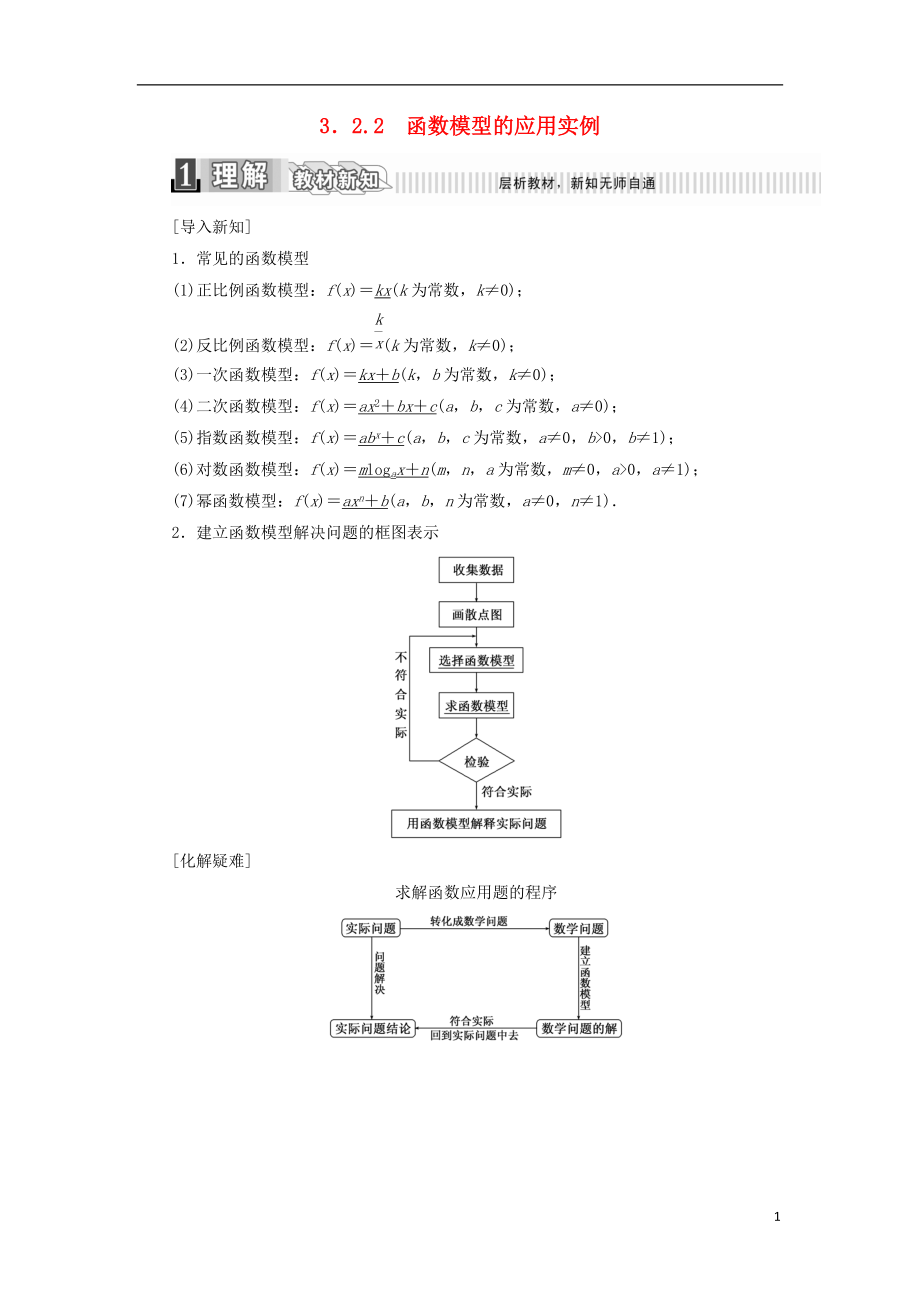 2017-2018學(xué)年度高中數(shù)學(xué) 第三章 函數(shù)的應(yīng)用 3.2.2 函數(shù)模型的應(yīng)用實(shí)例學(xué)案【含解析】新人教A版必修1_第1頁(yè)