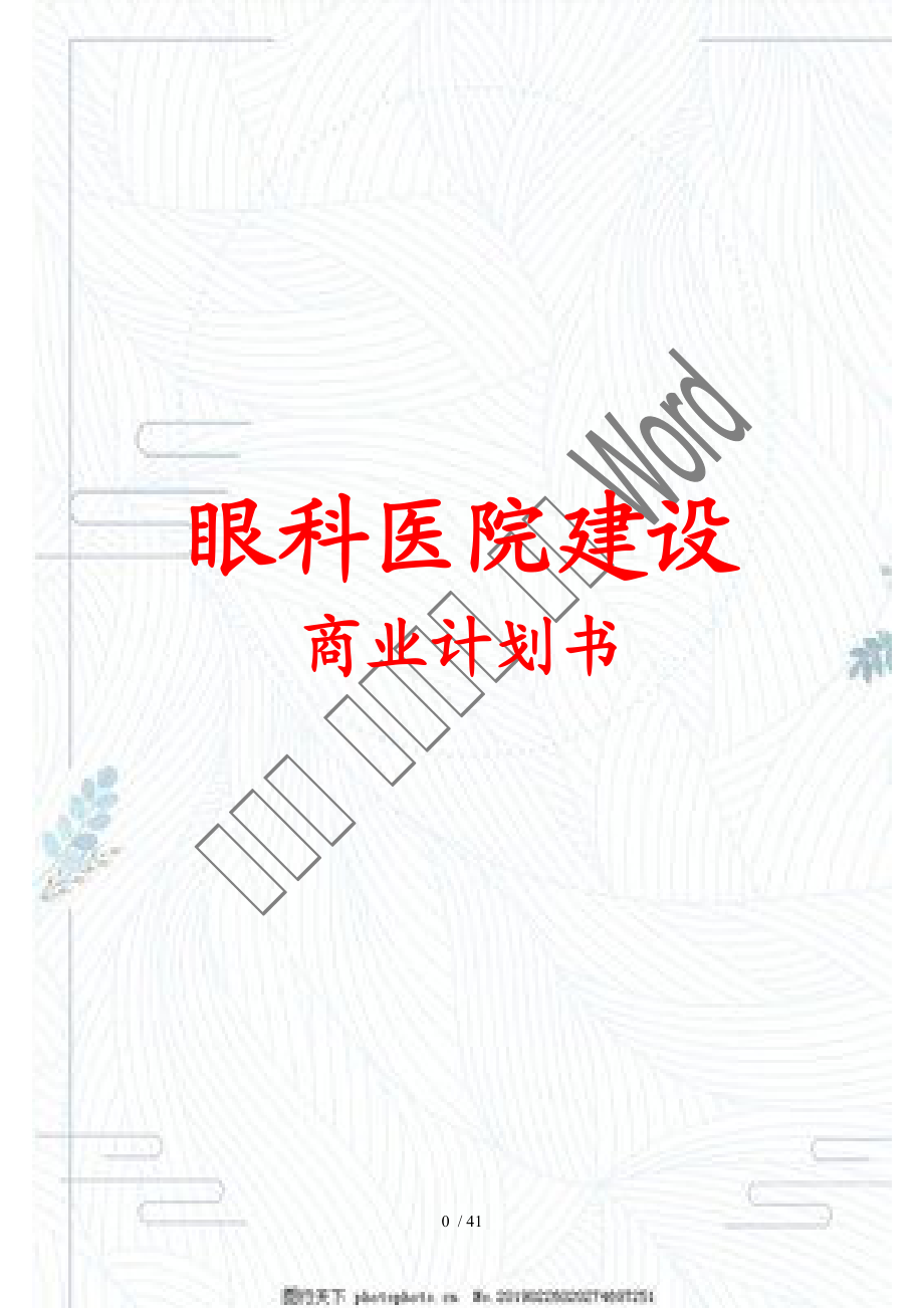 私人眼科医院建设商业计划书(DOC40页)_第1页