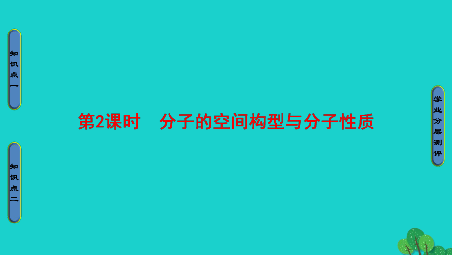 2017-2018學(xué)年度高中化學(xué) 第2章 化學(xué)鍵與分子間作用力 第2節(jié) 共價鍵與分子的空間構(gòu)型（第2課時）分子的空間構(gòu)型與分子性質(zhì)課件 魯科版選修3_第1頁