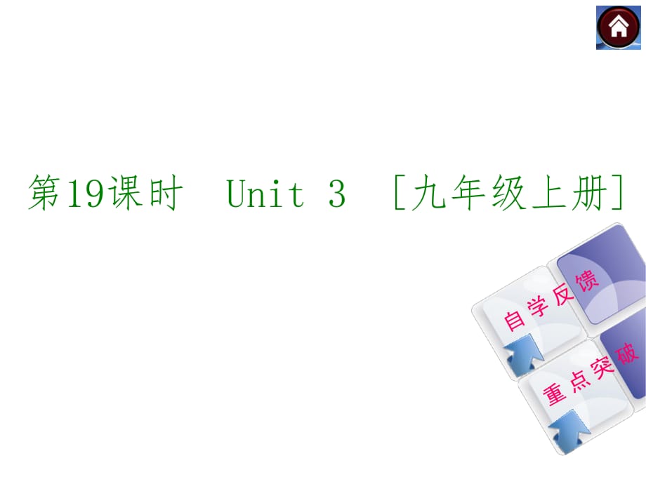 【2015中考復(fù)習(xí)方案】（譯林牛津版·全國）2015屆九年級英語復(fù)習(xí)課件（自學(xué)反饋+重點突破）：第19課時　Unit3　[九年級上冊]（共30張PPT）_第1頁