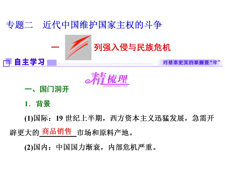 2017-2018学年人教版高中历史 专题二一列强入侵与民族危机_第1页