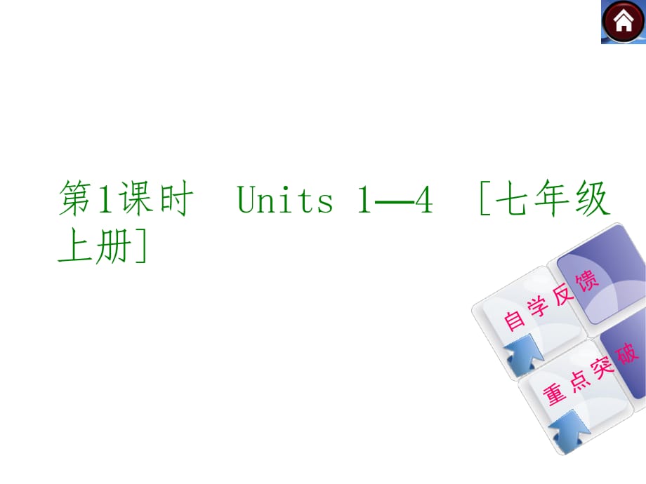 【2015中考復習方案】（譯林牛津版·全國）2015屆九年級英語復習課件（自學反饋+重點突破）：第1課時　Units+1—4　[七年級上冊]（共38張PPT）_第1頁