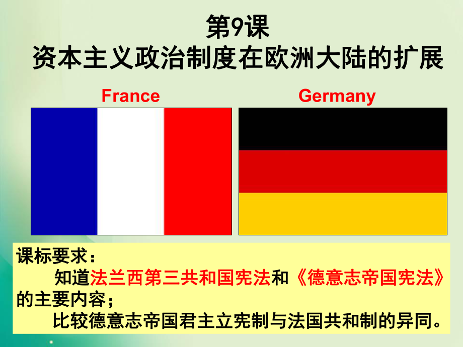 2018-2019學(xué)年人教版必修1 第9課 資本主義政治制度在歐洲大陸的擴(kuò)展 課件(共23張PPT)_第1頁