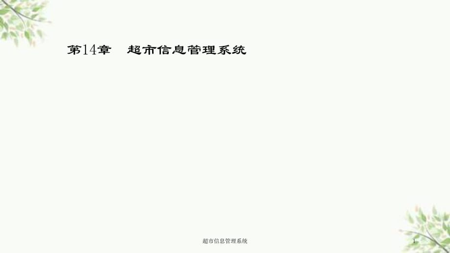 超市信息管理系統(tǒng)課件_第1頁