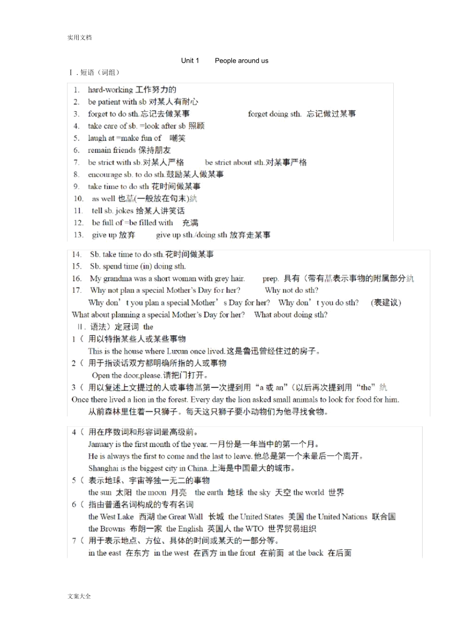 滬教版七年級英語下冊總結(jié)材料_第1頁