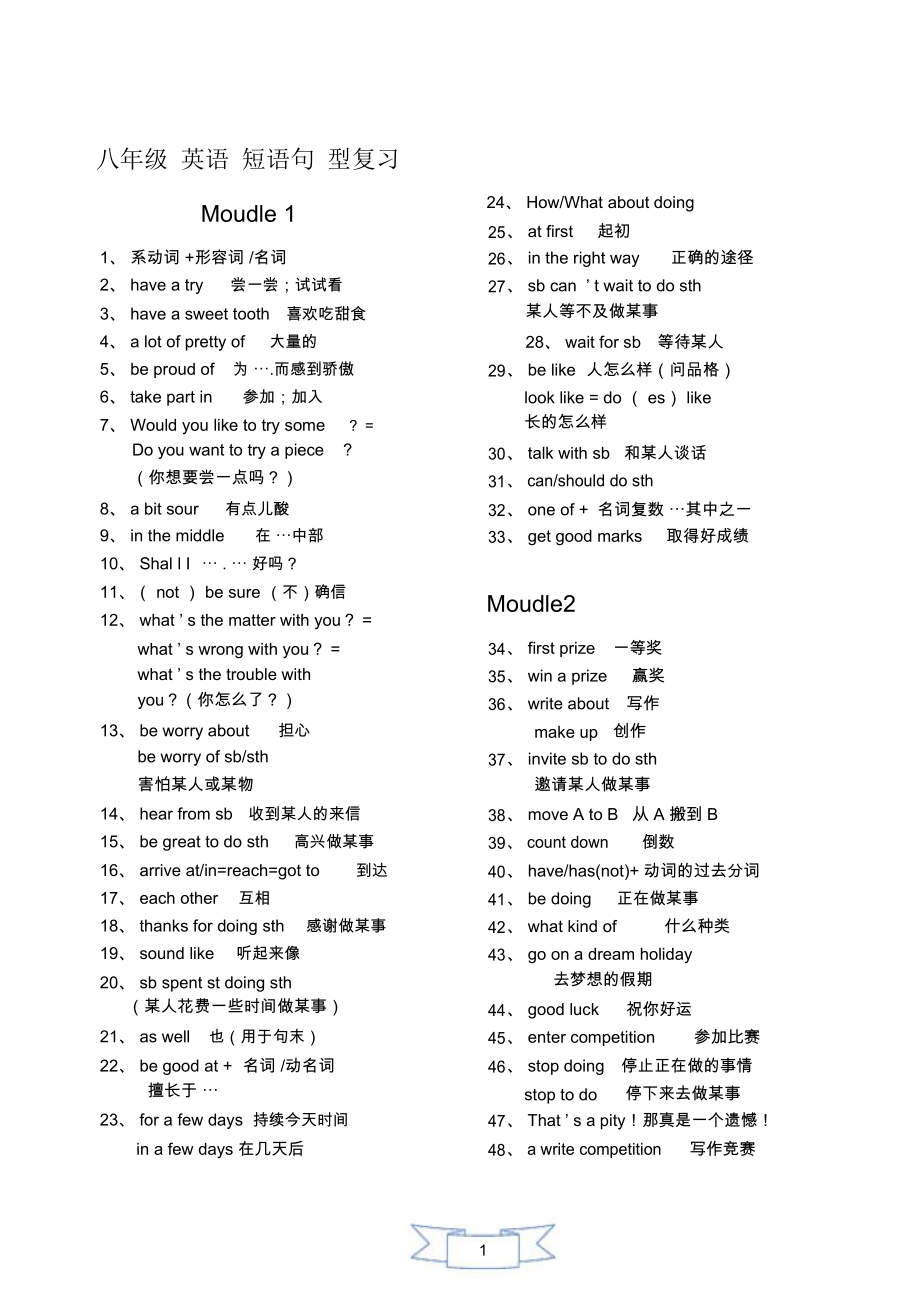 新外研版八年級下冊英語期末總復(fù)習(xí)知識點(diǎn)_第1頁