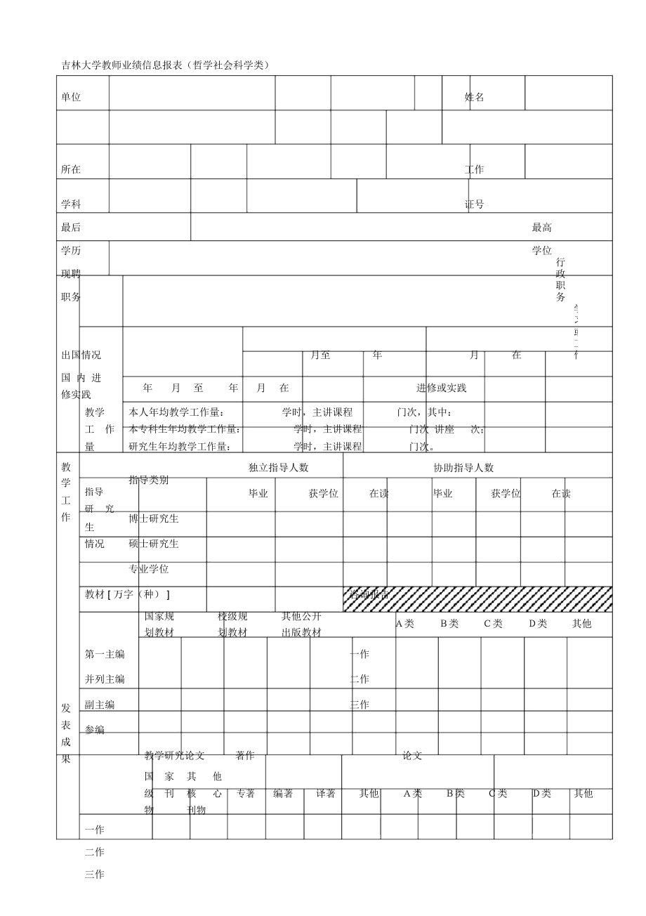 大學(xué)教師業(yè)績(jī)信息報(bào)表(哲學(xué)社會(huì)科學(xué)類(lèi))_第1頁(yè)