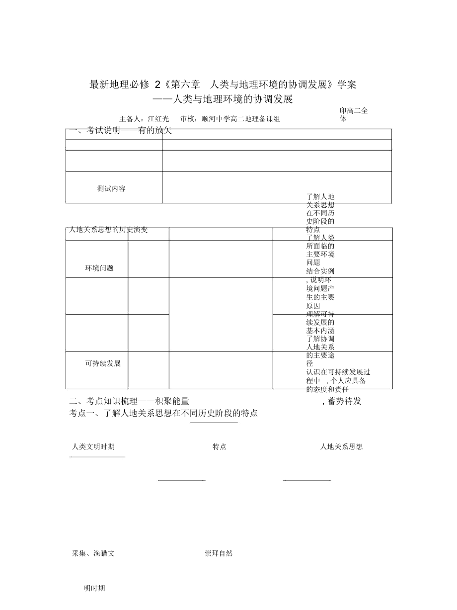 地理必修2《第六章人類與地理環(huán)境的協(xié)調(diào)發(fā)展》學(xué)案_第1頁