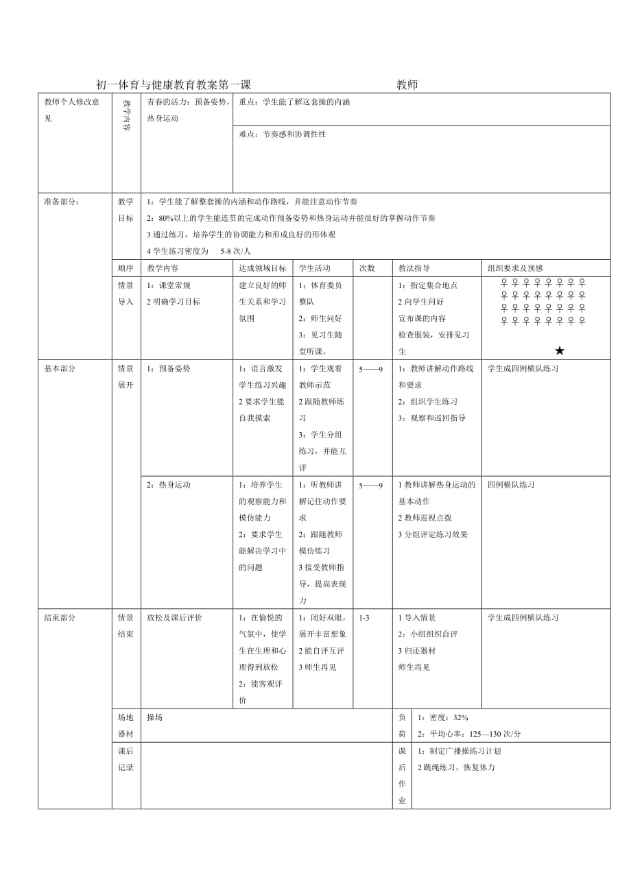 七年級體育教案第一課-_第1頁