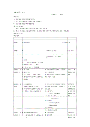 滬教版語文七上蘭田中學(xué)《藕與莼菜》表格教案