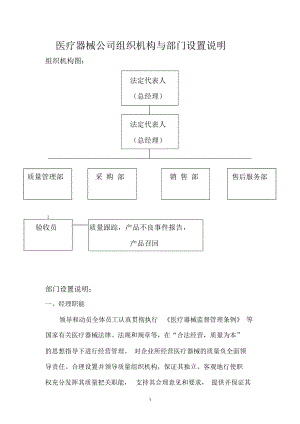 醫(yī)療器械公司組織機(jī)構(gòu)與部門設(shè)置說明