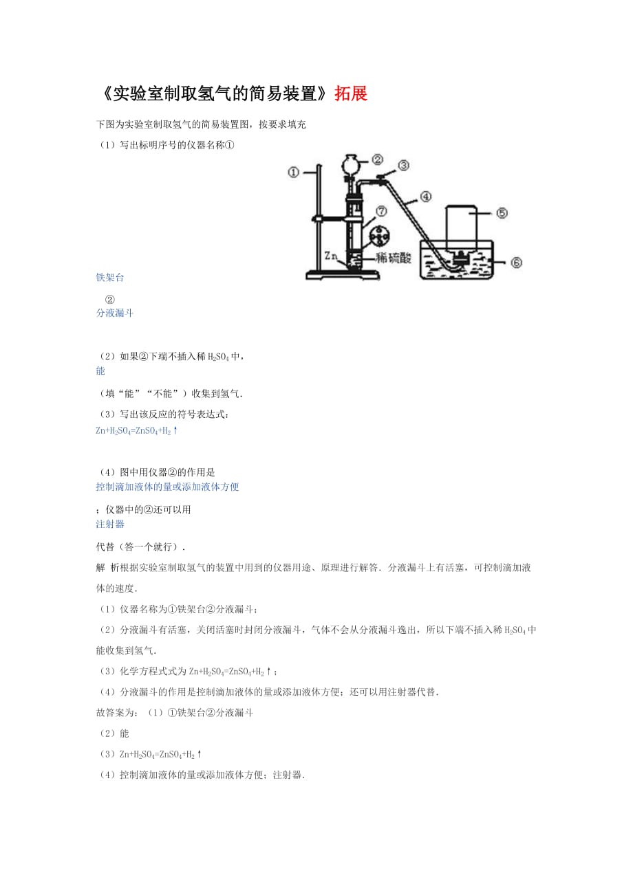 实验室制取氢气的简易装置_第1页