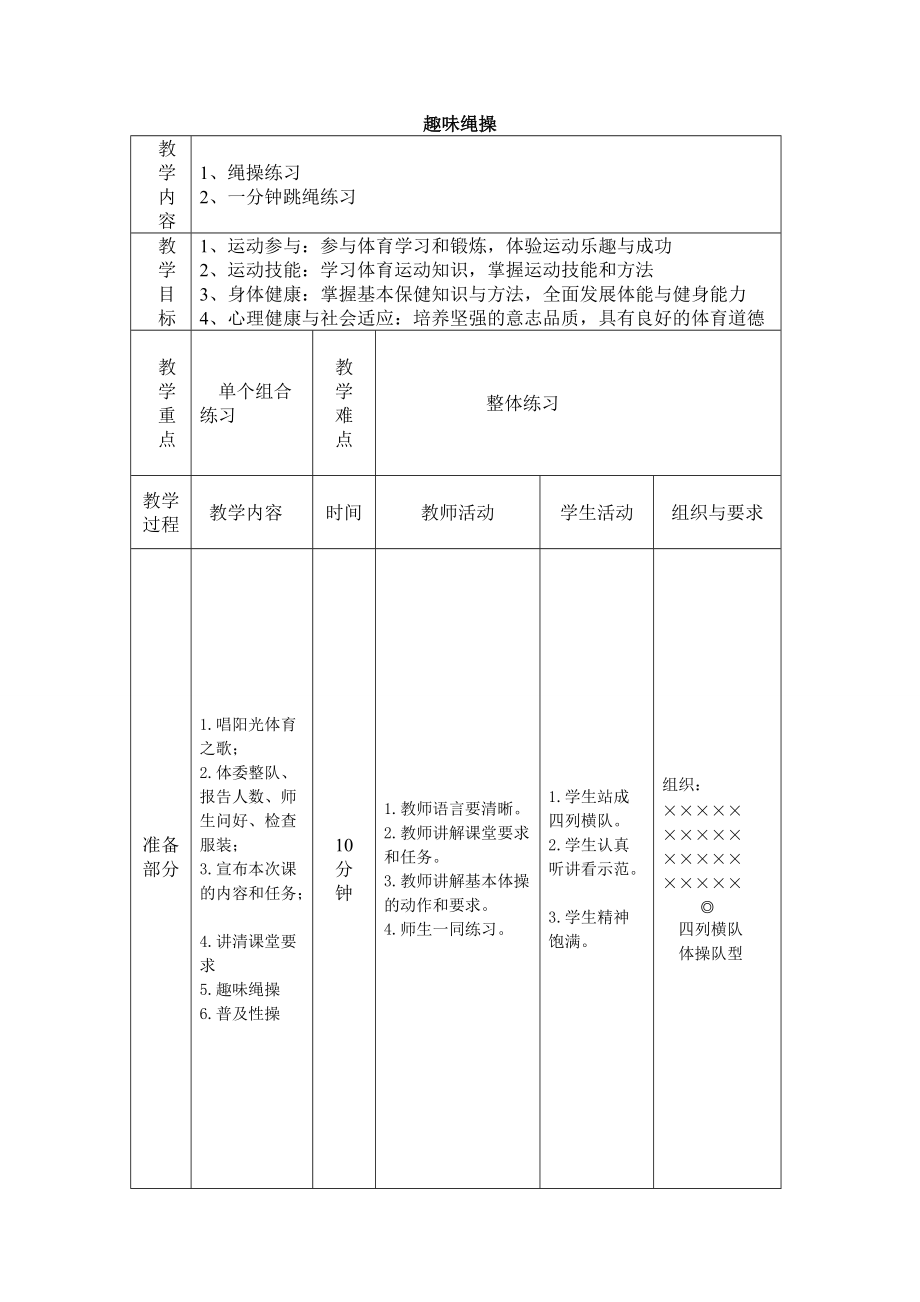 2特色課之趣味繩操教案（輕器械體操）_第1頁