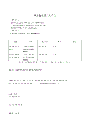 新蘇科版八年級(jí)物理下冊(cè)《錄常用物理量及其單位》教案_1