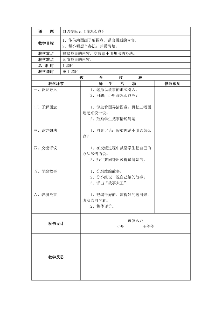 人教版一年級語文上冊《該怎么辦》_第1頁