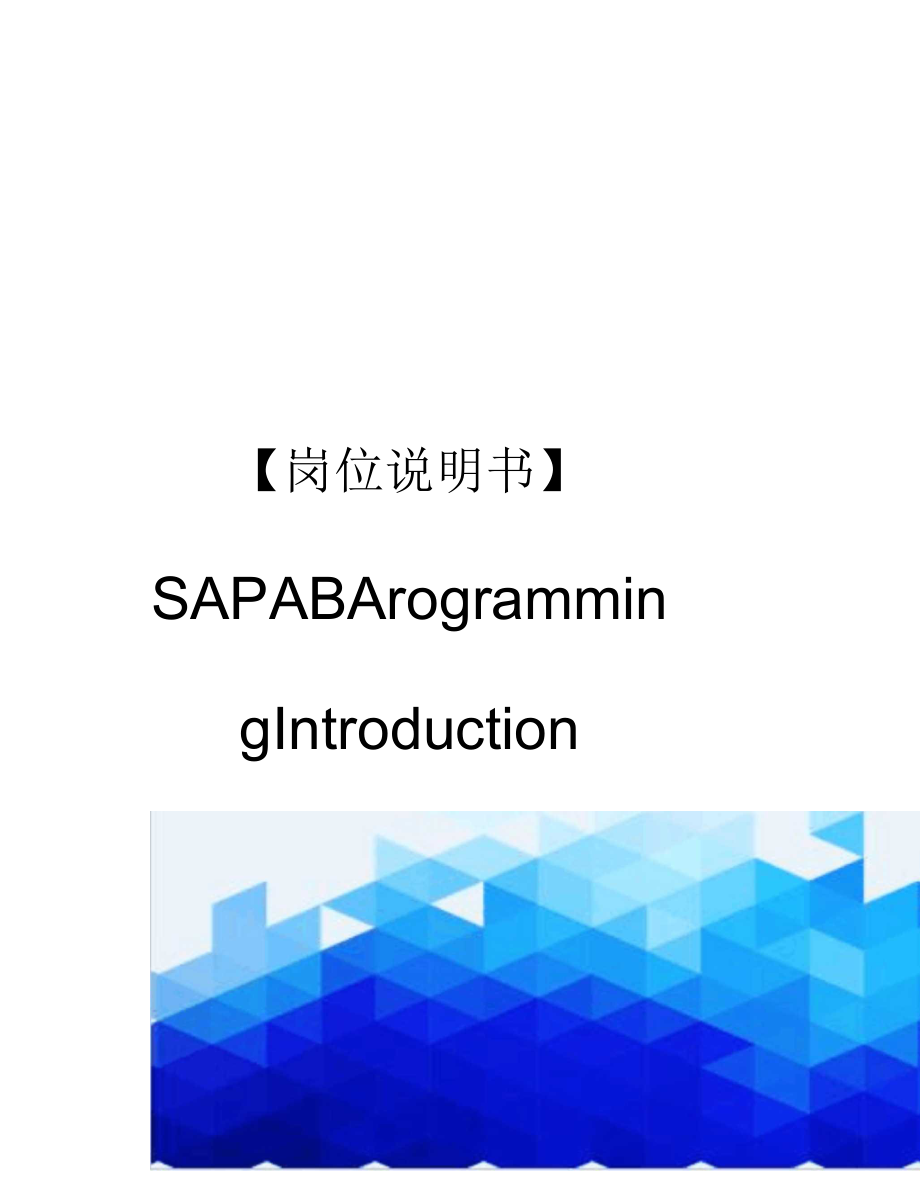 【崗位說(shuō)明書】SAPABArogrammingIntroduction_第1頁(yè)