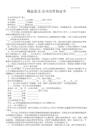 公司合作協(xié)議書