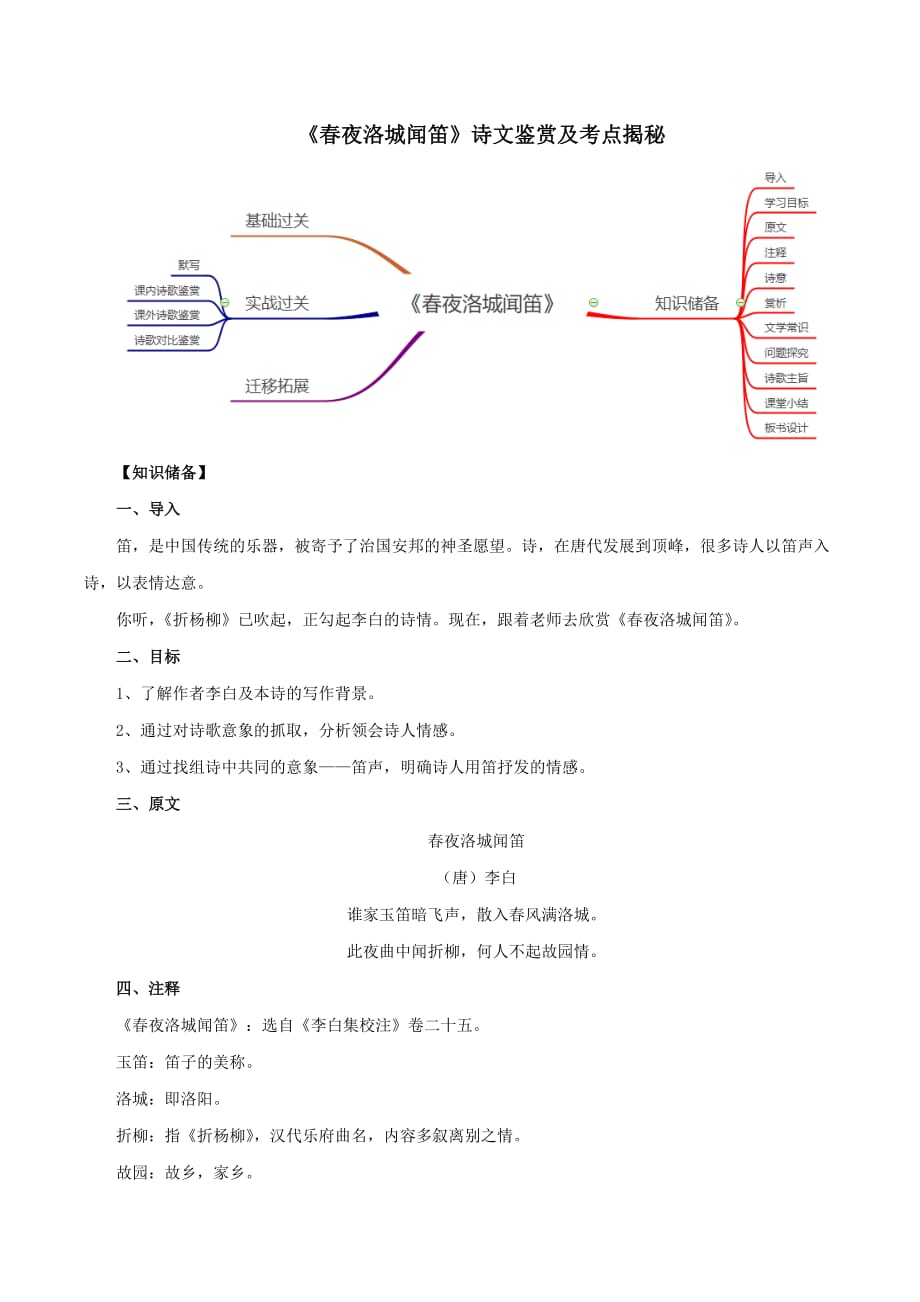 2021年七年級語文下冊古詩詞專題《春夜洛城聞笛》_第1頁