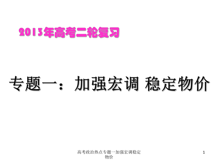 高考政治熱點專題一加強宏調(diào)穩(wěn)定物價課件_第1頁