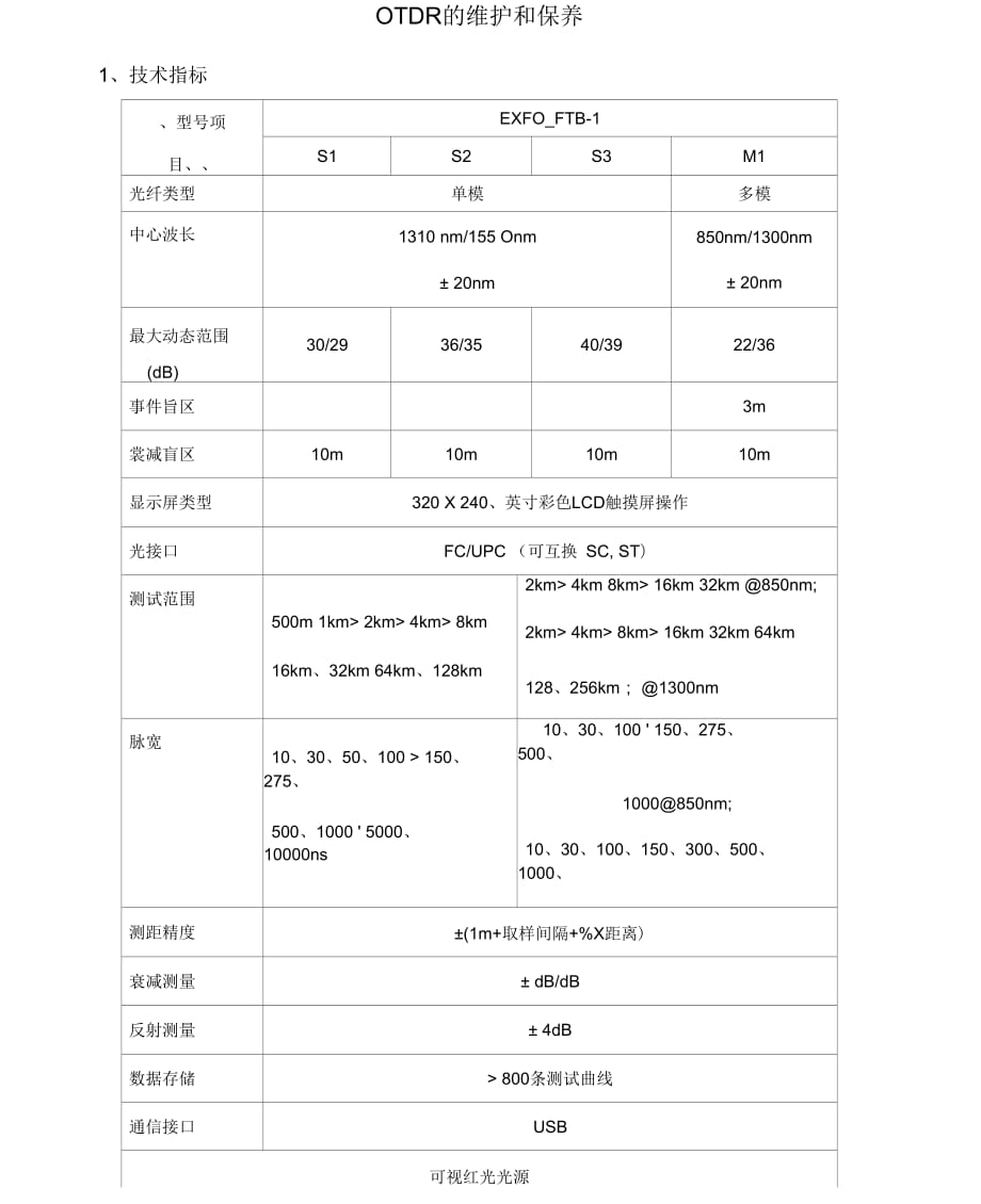 OTDR的维护和保养_第1页