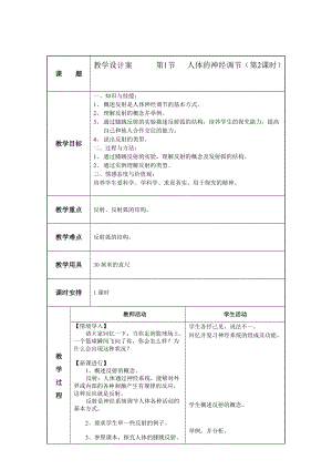 人體的神經(jīng)調(diào)節(jié)第2課時教案