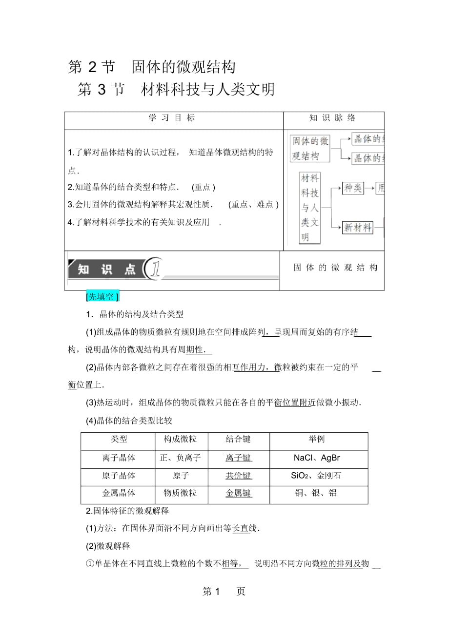 固體的微觀結構+第3節(jié)材料科技與人類文明_第1頁