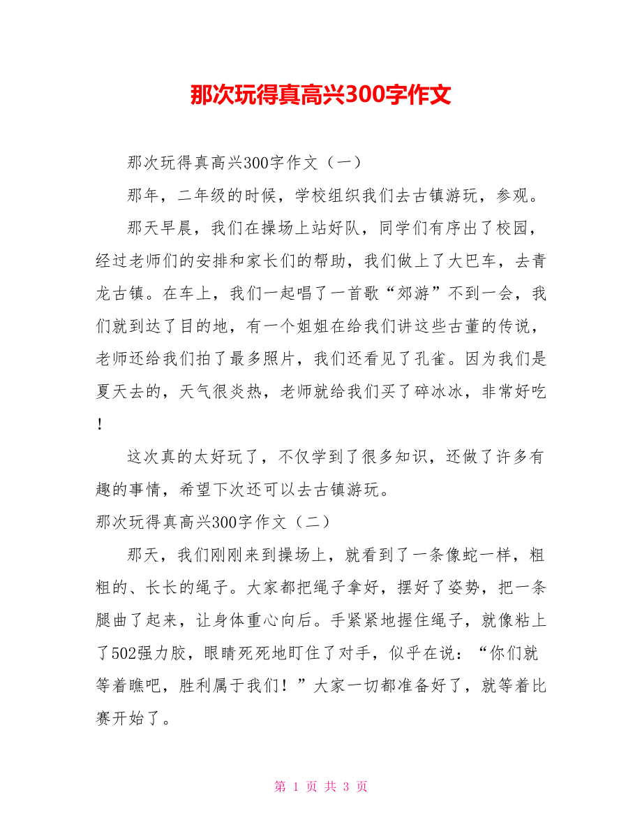 那次玩得真高興300字作文_第1頁