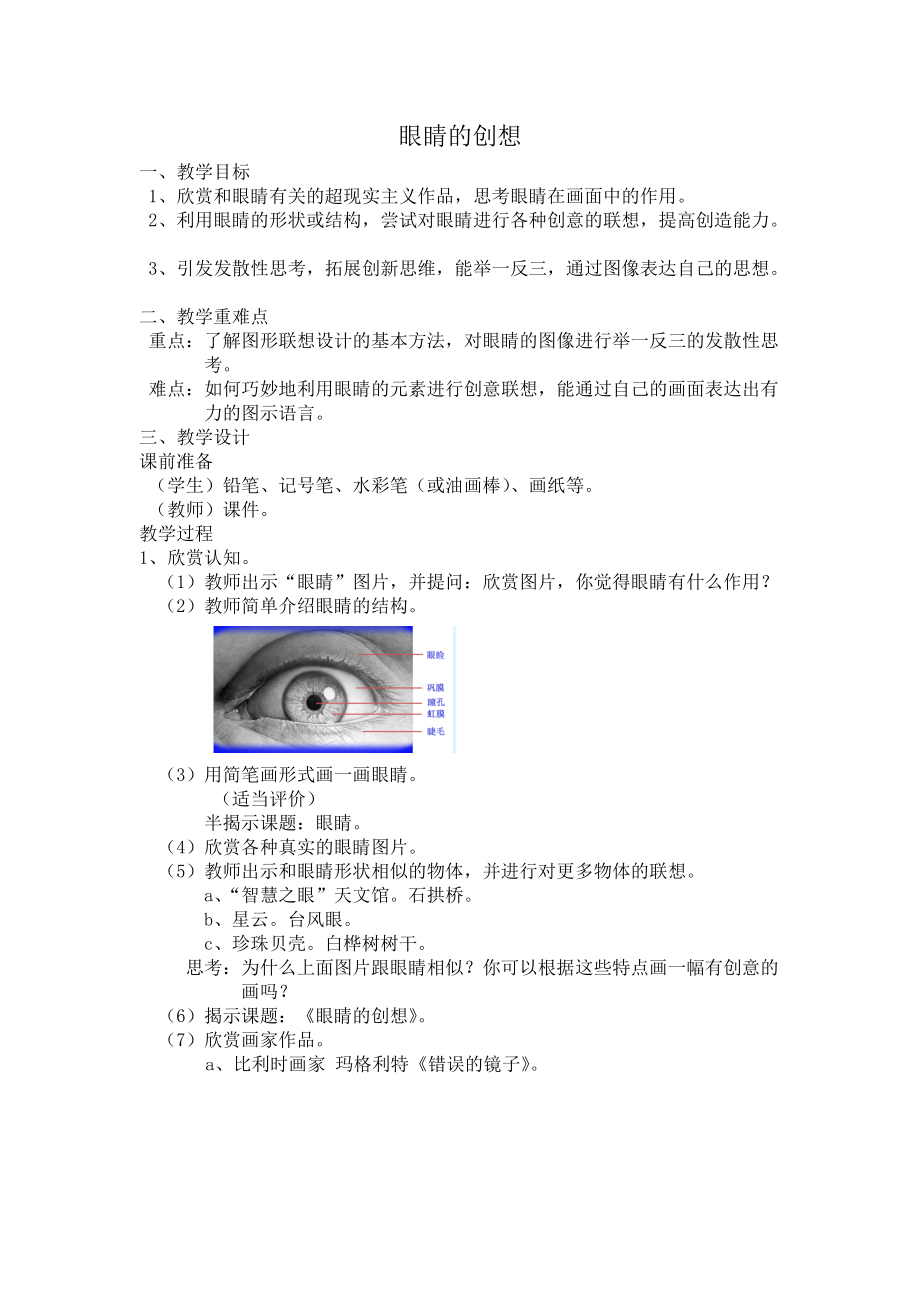 《眼睛的創(chuàng)想》教案_第1頁